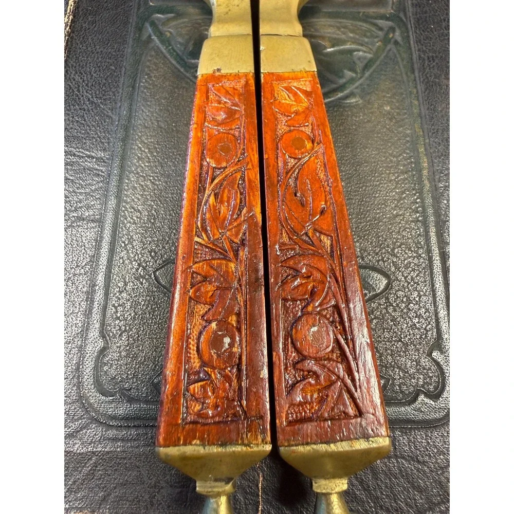 Vintage Brass & Carved Wood Nutcracker • Mid Century Kitchen Decor